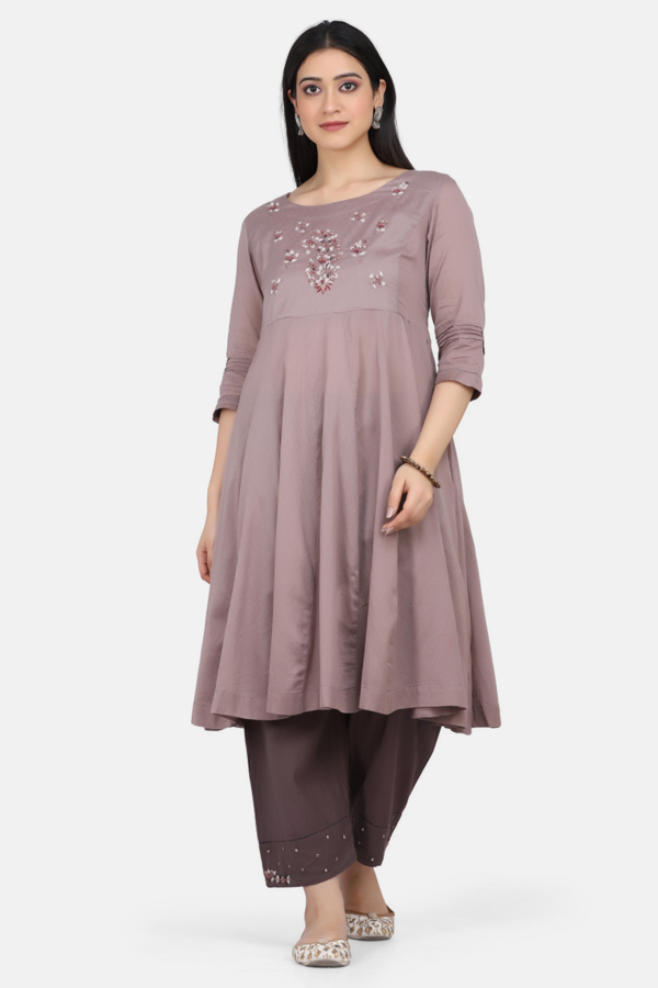Cotton Viscose Multicolor Hand Embroidered Kurta