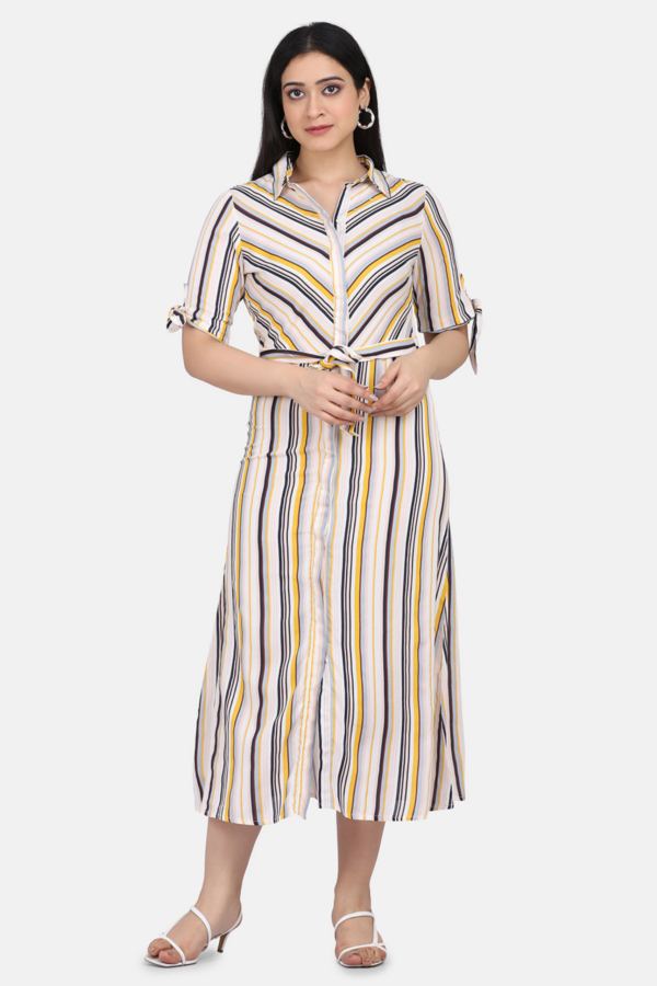 Shirt Dress With Hand Embroidered French Knots