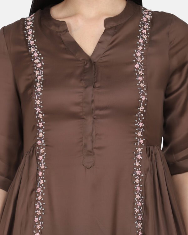 Mushru Silk Hand Embroidered Kurta