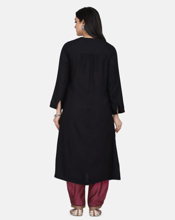IMG_0134 Black Hand Embroidered Viscose Dobby Kurta