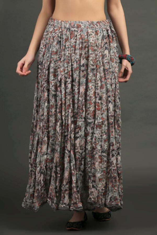 Coral Yarn Dyed Hand Embroidered Tiered Dress With Cotton Slub Printed Crinkled Skir (Set Of 2)