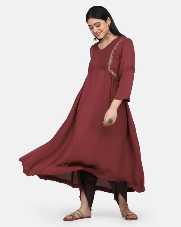 IMG_9807 Kurta With Delicate Hand Thread Embroidery And Pintucks Detailed Yoke