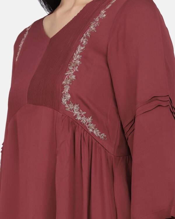 IMG_9814 Kurta With Delicate Hand Thread Embroidery And Pintucks Detailed Yoke