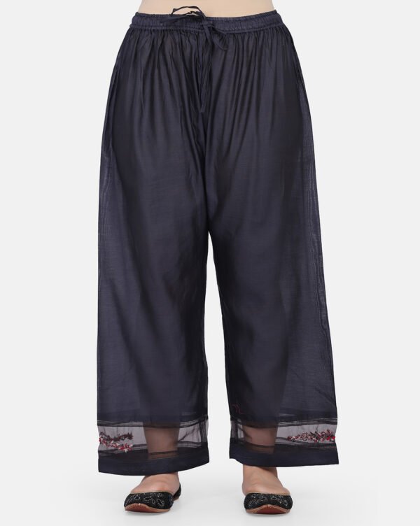 IMG_9985 Palazzo With Mesh Detailing And Delicate Hand Embroidery (Free Size)