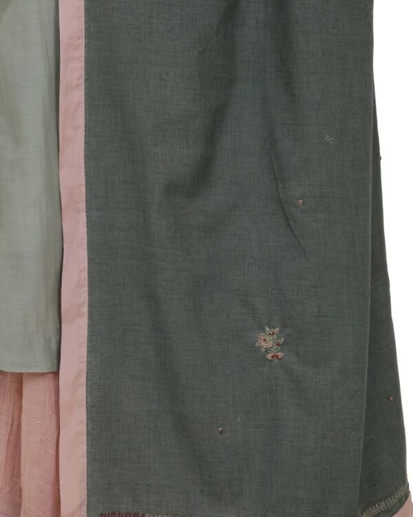 X90A7793 Cotton Silk All Over Hand Thread Embroidered Dupatta (Free Size)