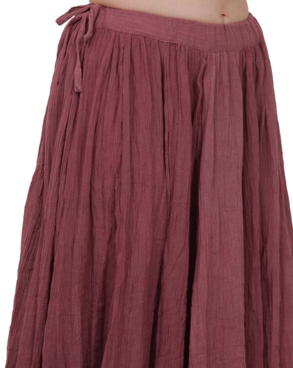 Old Rose Mulmul Crinkle Skirt With Zari Lace (Free Size)