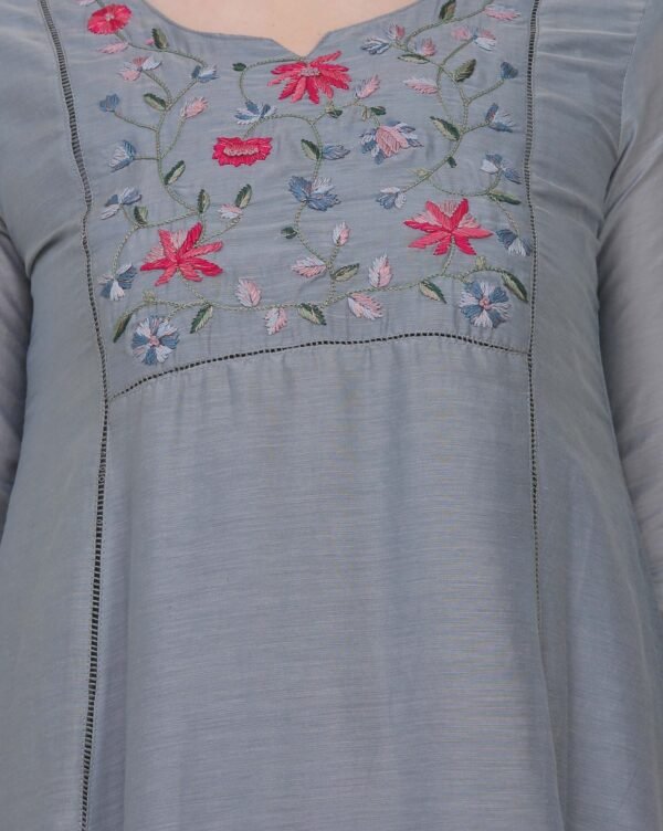 Cotton Viscose Multicolor Hand Embroidered Kurta