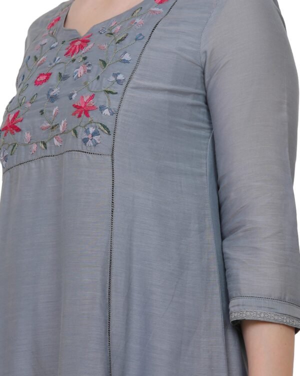 Cotton Viscose Multicolor Hand Embroidered Kurta