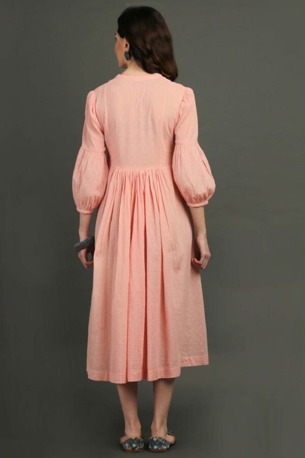 IMG_0835 Coral Hand Embroidered Dobby Dress