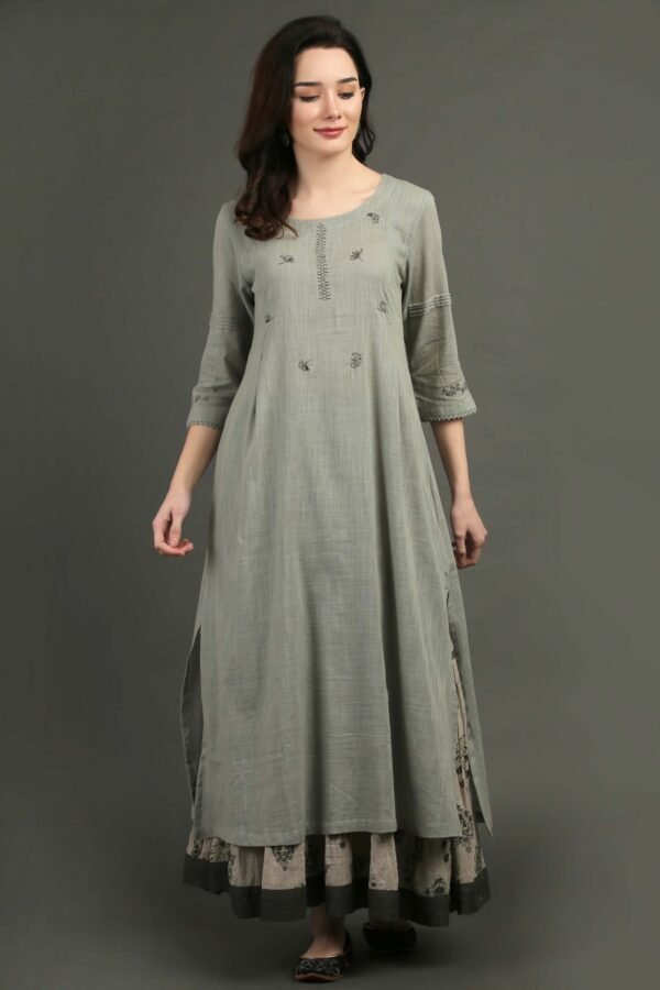Cotton Slub Hand Embroidered Kurta