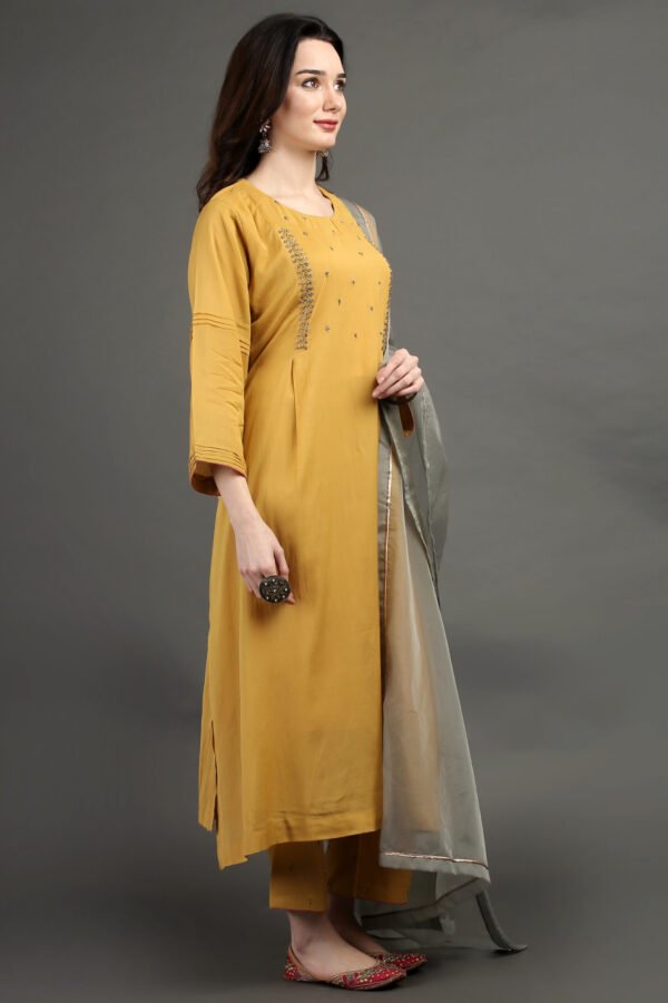Lively Yellow Hand Embroidered A Line Kurta