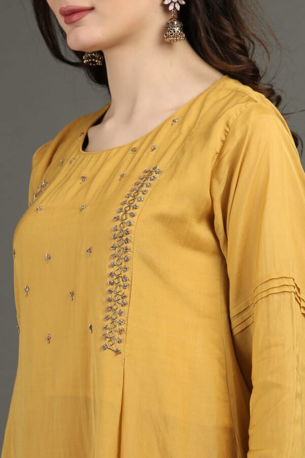 Lively Yellow Hand Embroidered A Line Kurta