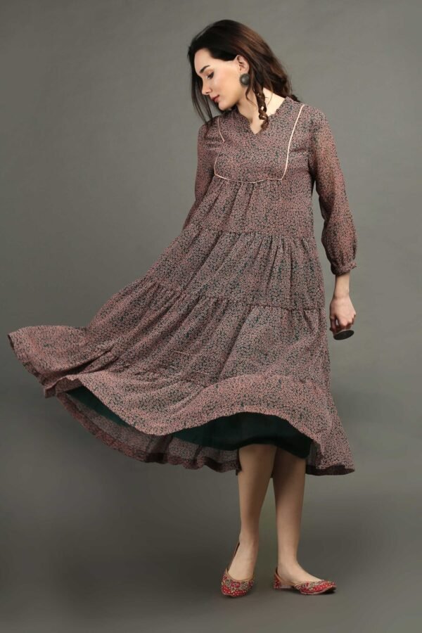 IMG_1100 Printed Floral Tired Chiffon Dress