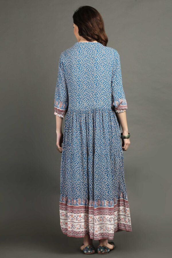 IMG_1126 Dusty Blue Printed Bohemian Dress
