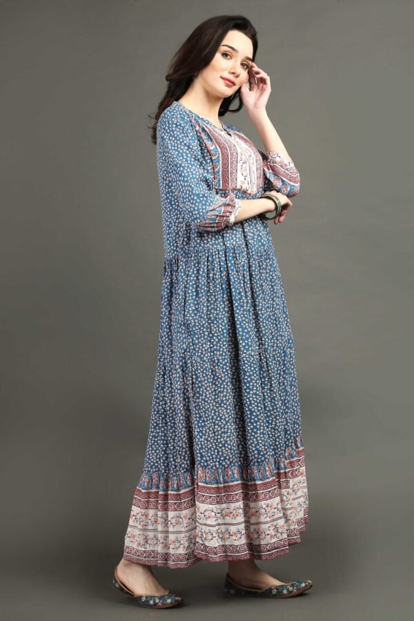 IMG_1135 Dusty Blue Printed Bohemian Dress