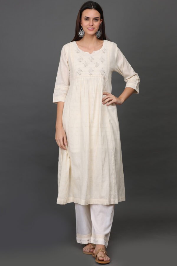 0G3A9435 COTTON JACQUARDHAND EMBROIDERED BOHEMIAN KURTA