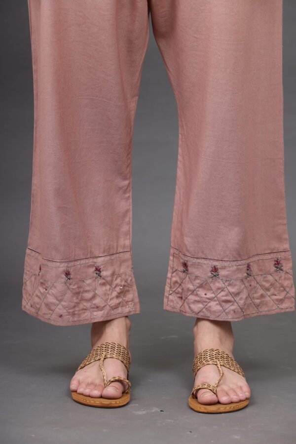 ALL OVER HAND EMBROIDERED A LINE KURTA, PANT & DUPATTA (Set of 3)