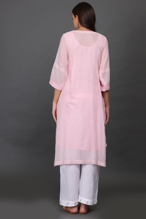 DELICATE HAND THREAD FLORAL EMBROIERED A LINE KURTA, PANT & DUPATTA(SET OF 3)