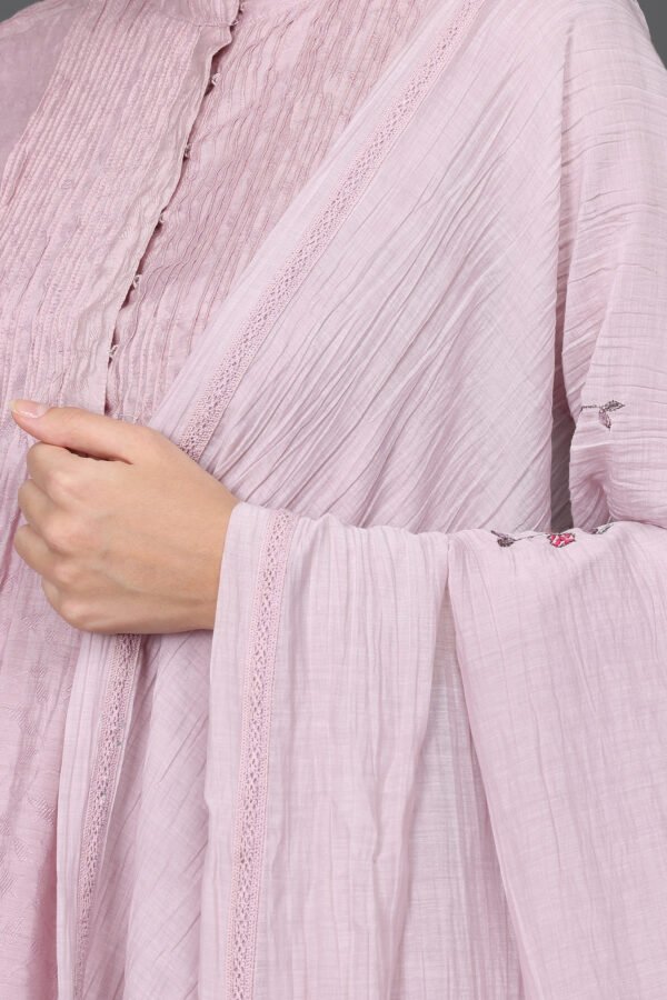 JACQUARD HAND EMBROIDERED A LINE KURTA, PANT & DUPATTA(Set of 3)