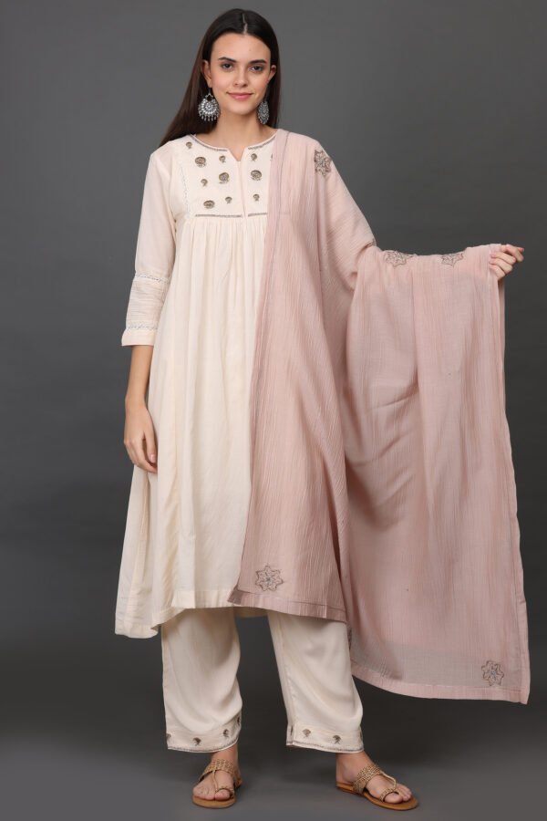 COTTON SILK hand embroidered DUPATTA