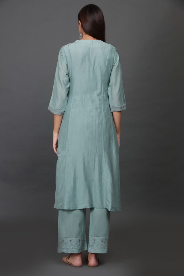 COTTON SILK HAND EMBROIDERED A LINE KURTA 