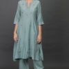 COTTON SILK HAND EMBROIDERED A LINE KURTA 