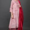 0G3A9400 COTTON JACQUARD HAND EMBROIDERED A LINE KURTA
