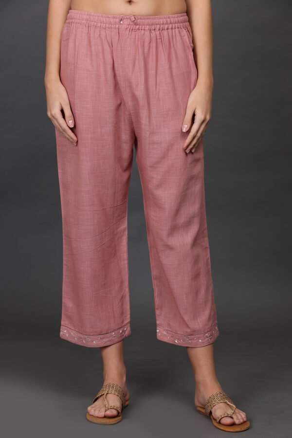 Cotton dobby delicate aari/zardozi hand embroidered tied dye kurta with pintucks detailing, PANT & DUPATTA (SET of 3)