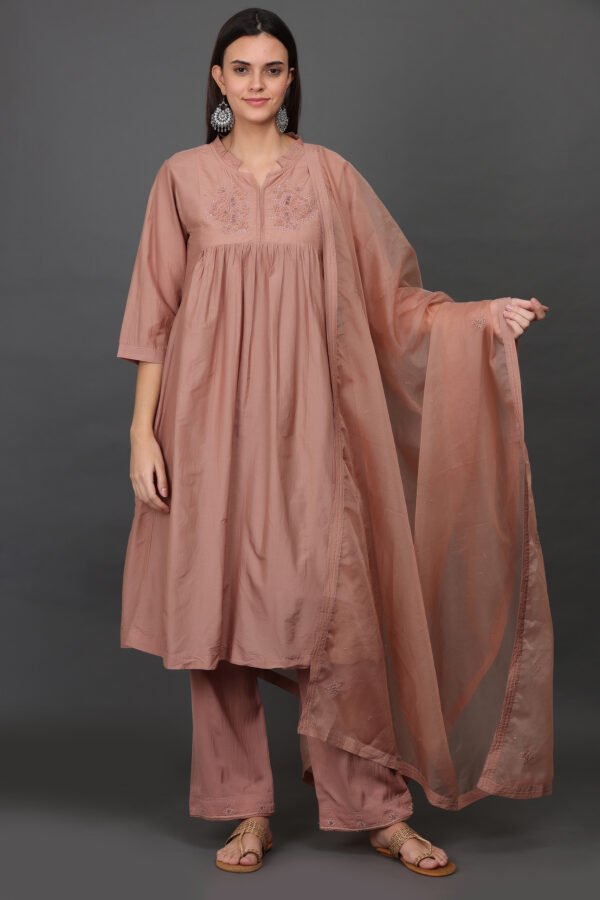 0G3A9484 SILK HAND ZARDOZI HAND EMBROIDERED KURTA, PANT, DUPATTA (SETOF3)