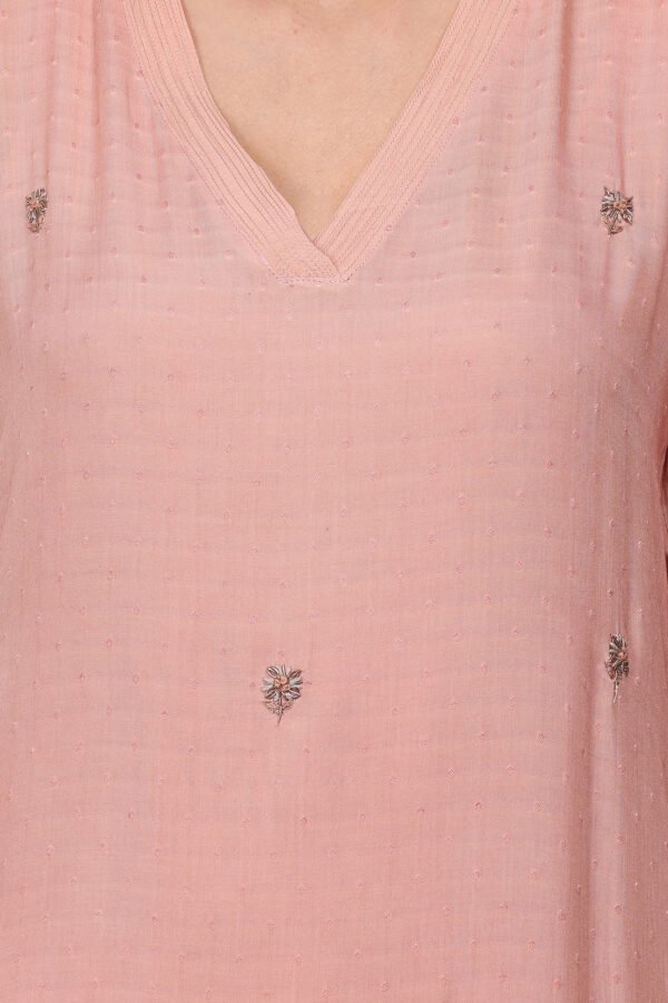 DOBBY HAND EMBROIDERED A LINE KURTA