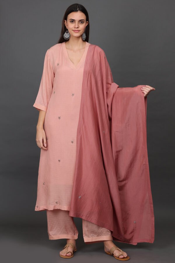 0G3A9516 DOBBY PALAZO WITH ZARI DETAIL, PANT & DUPATTA(Set of 3)