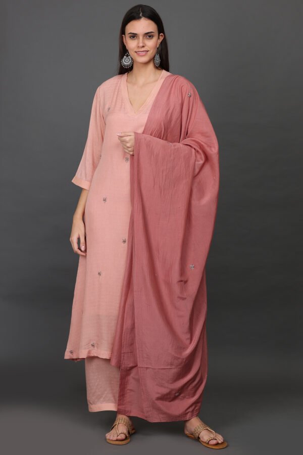 0G3A9517 DOBBY PALAZO WITH ZARI DETAIL, PANT & DUPATTA(Set of 3)