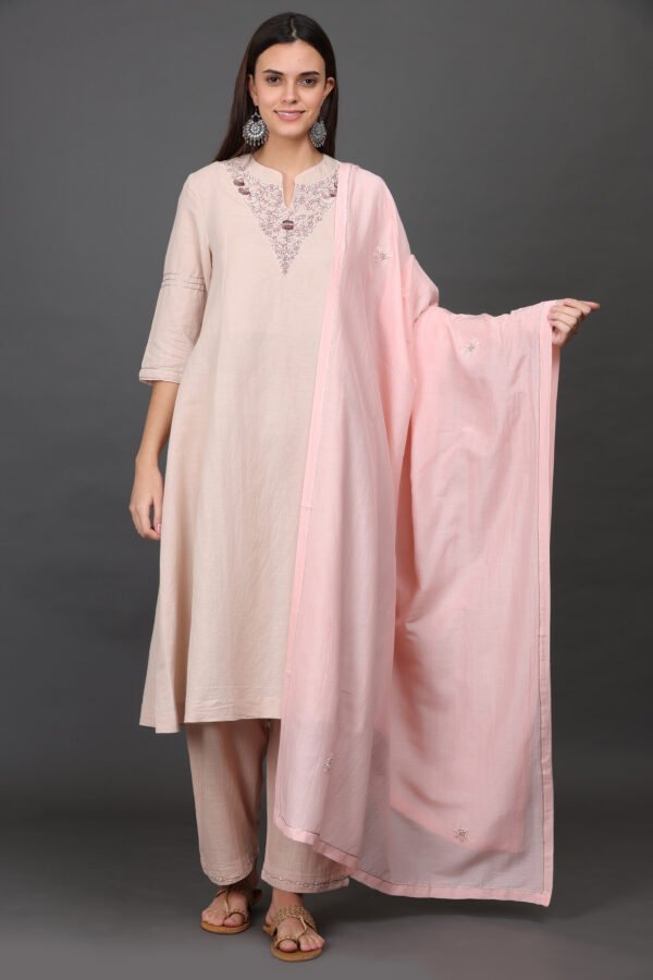 HAND EMBROIDERED COTTON SILK DUPATTA