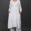 0G3A9595 DELICATE HAND THREAD EMBROIDERED COTTON SLUB CREPE CHOGA KURTA & PANT (Set of 2)