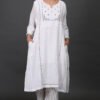 0G3A9596 DELICATE HAND THREAD EMBROIDERED COTTON SLUB CREPE CHOGA KURTA & PANT (Set of 2)