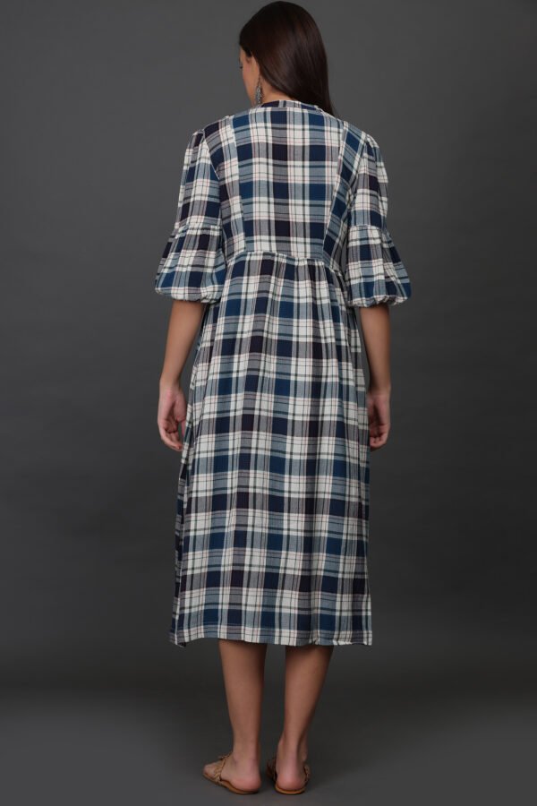 HAND EMBROIDERED CHECKERED  DRESS