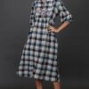 HAND EMBROIDERED CHECKERED  DRESS