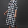 HAND EMBROIDERED CHECKERED  DRESS