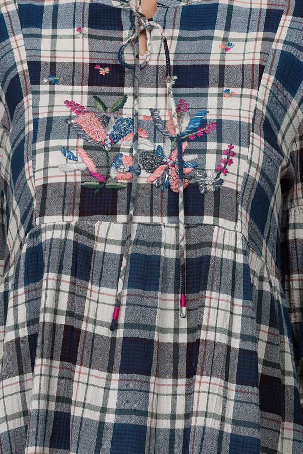 HAND EMBROIDERED CHECKERED  DRESS
